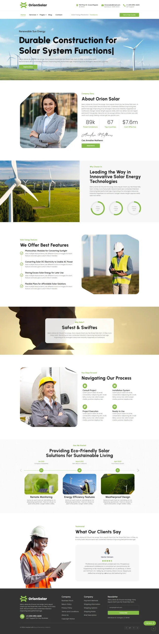Solar energy company website